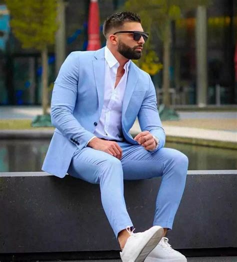 Men Suit Groom Wedding Men Suit Summer Vintage Elegant Sky Blue Suit ...