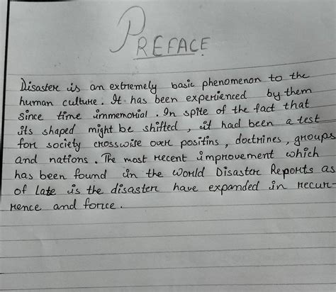 write a preface on disaster management project file - Brainly.in