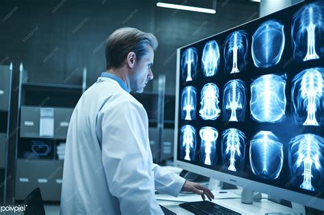 Premium Photo | Doctor looking at xrays in laboratory radiologist works with MRI scans