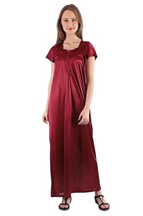 Buy Women's Satin Maxi Nightgown (TRIVA_176_Multicolored) at Amazon.in