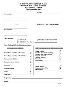 Image result for Case Designation Sheet Example