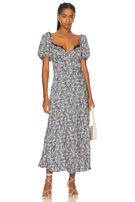 ASTR the Label Sylvie Dress in Navy Ditsy | REVOLVE