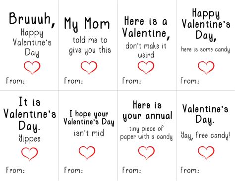 Teen Valentine's Day Cards - Instant Download Printable