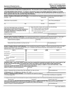 US Form I-9 Employment Eligibility Verification - Blank Fillable ...