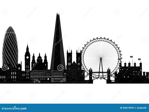 London City Skyline Silhouette, Vector Illustration. Isolated Editorial Stock Image ...
