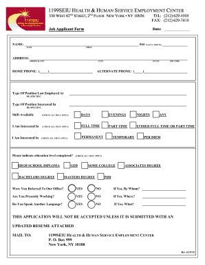 1199 Job Application Form - Fill Online, Printable, Fillable, Blank ...