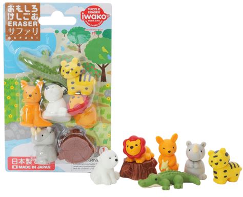 Iwako A set of erasers, safari animals - buy online from Japan