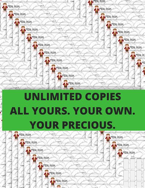 Weekly Hobbit Meal Planner & Grocery List Sunday Start Printable ...