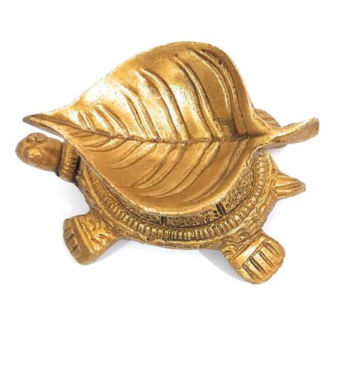 Buy athizay Brass Metal Tortoise Diya Leaf Shape | Fengshui and Vastu ...