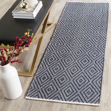 Safavieh Montauk Brighton 2 X 13 (ft) Navy/Ivory Indoor Geometric ...