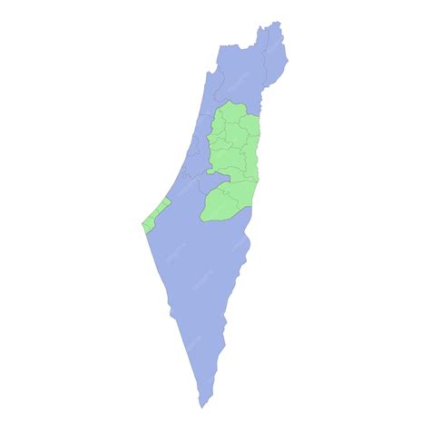 Premium Vector | High quality political map of israel and palestine with borders of the regions ...