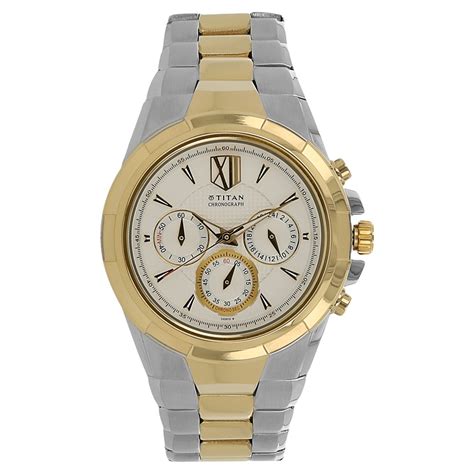 Buy Online Titan Regal Crest Silver Dial Chronograph Stainless Steel ...