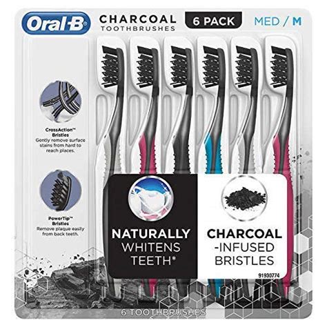 Buy Oral-B Toothbrush Charcoal Infused CrossAction Bristles remove ...
