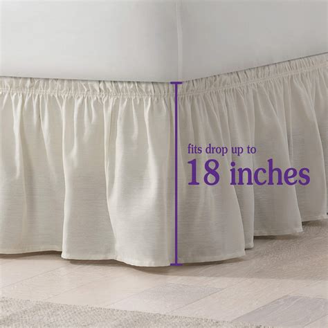 EASY FIT Pom Pom Elastic Wrap Around Bed Skirt, Easy On/Off Dust Ruffle ...