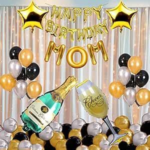CAMARILLA Birthday Decoration for Mom/Gold Happy Birthday Foil Banner ...