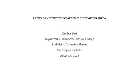 Types of Annuity Investment Schemes in India: A Comprehensive Study ...