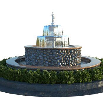 现代喷泉花坛 - 建E网3D模型下载网