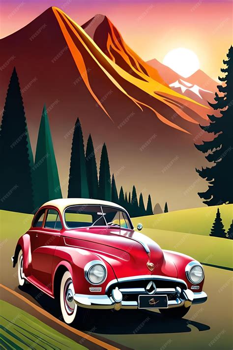 Premium Photo | Full Color Poster of Vintage Classic car Antique and ...