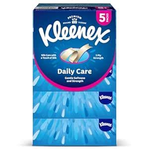 Kleenex Daily Care Facial Tissue, Pack of 5 Boxes, 130 Sheets X 2 Ply ...