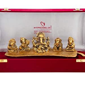Buy INTERNATIONAL GIFT Musical Ganesh with Red Velvet Box (Golden ...