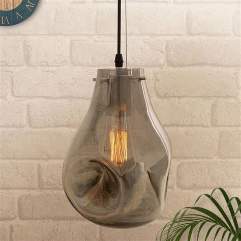 Buy HOMESAKE Grey Organic Teardrop Glass Pendant Light from Homesake at ...