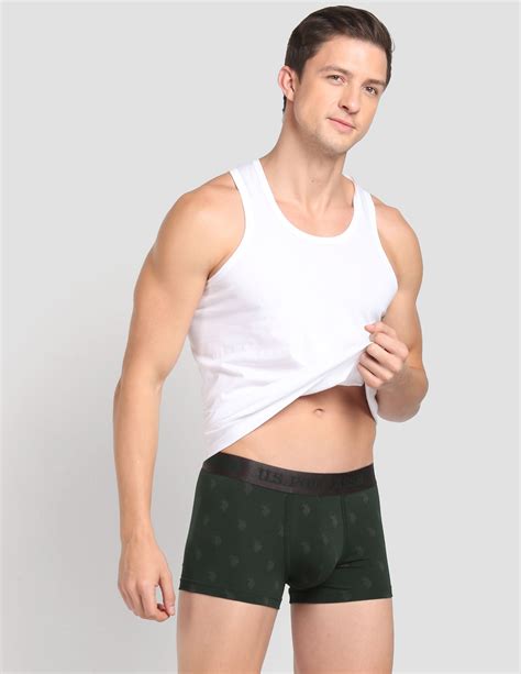 Buy Men Mid Rise Brand Print PT002 Premium Trunks - Pack Of 1 Green|U.S ...