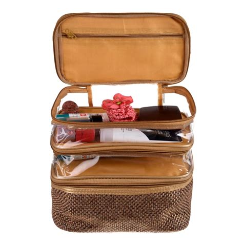 Kuber Industries Makeup Kit | Jute 3 Layer Cosmetic Kit | Antique Color ...