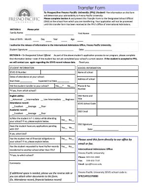 Fillable Online fresno Transfer Form - Fresno Pacific University ...