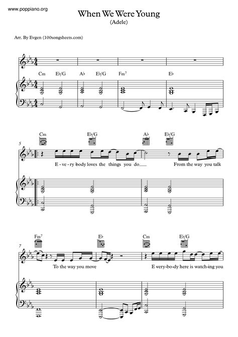 Adele-When We Were Young Sheet Music pdf, - Free Score Download ★