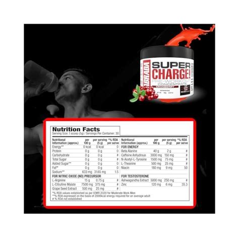 Labrada Super Charge Pre- Workout Concentrate Powder (Cranberry) 150g ...