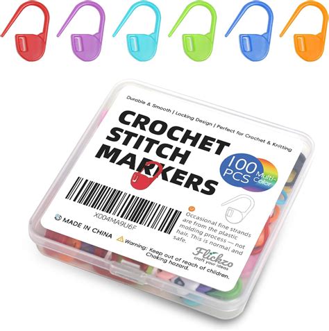 Amazon.com: 100PCS Crochet Stitch Markers by Flickzo – Locking Stitch ...