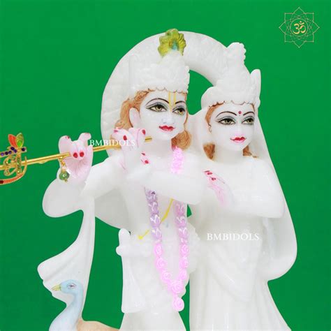 Pure White Stone Marble Radha Krishna Idol made in 9inches – BMBIDOLS