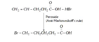 Which of the following compound is produced when `CH_2=CH-(CH_2)_2COOH ...
