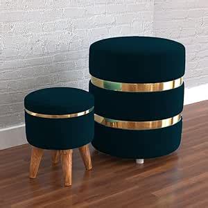 ETIQUETTE ART Round Velvet Ottoman Pouffes for Sitting, Puffy Chair ...