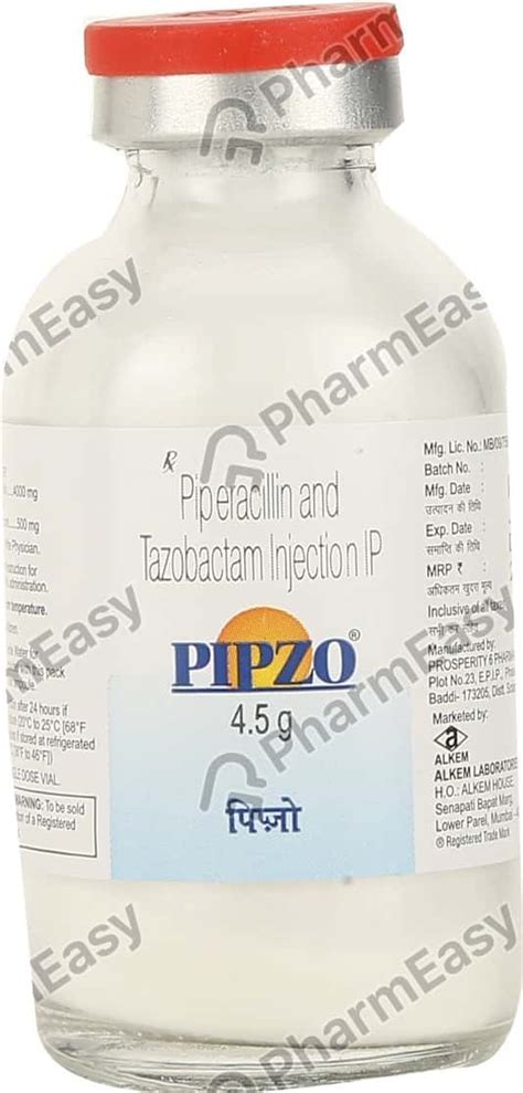 Pipzo 4.5gm Dry Vial Of 1 Powder For Injection: Uses, Side Effects ...