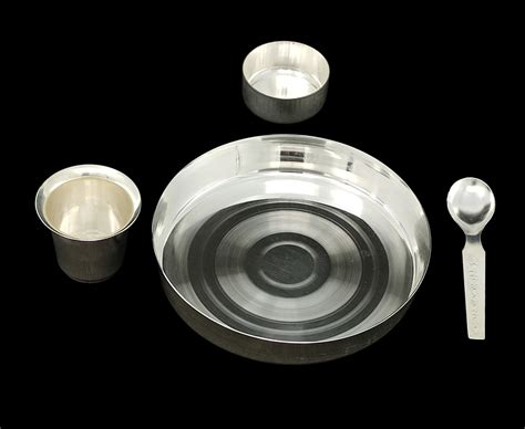BENGALEN Silver Plated Laddu Gopal Bhog Pooja Thali Set 5 Inch Occasio