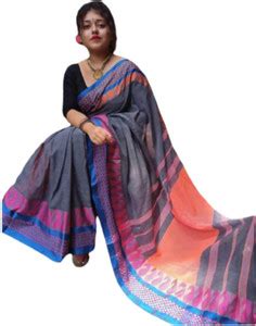 Buy Das saree mohal Printed Daily Wear Cotton Blend Grey Sarees Online ...
