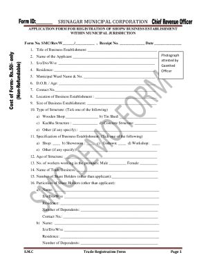 Fillable Online APPLICATION FORM FOR REGISTRATION OF SHOPS/ BUSINESS ...