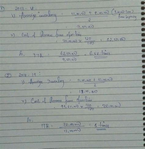 . Q. 54. Calculate Inventory Turnover Ratio for the year 2017-18 and ...