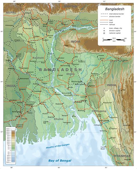 Physical map of Bangladesh. Bangladesh physical map | Vidiani.com ...