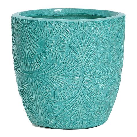 Turquoise Glazed Damask Outdoor Planter, Large | At Home