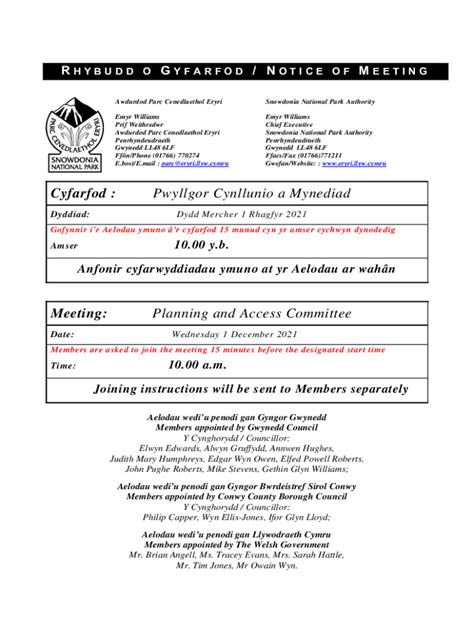 Fillable Online SNOWDONIA NATIONAL PARK AUTHORITY APPLICATION FORM FOR ...