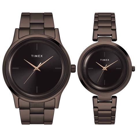 Timex Premium Quality Pair's Analog Brown Dial Coloured Quartz Watch
