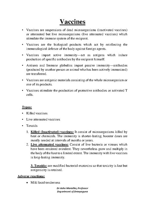 Vaccines - Dr Asha Maradka, Professor Vaccines Vaccines are suspensions ...