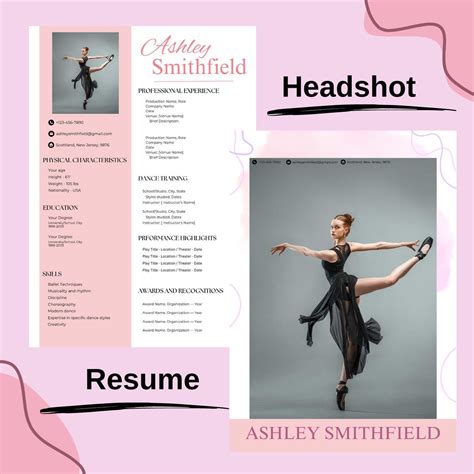 Ballet Dance Audition Resume Template in Canva, Ballerina Dance ...