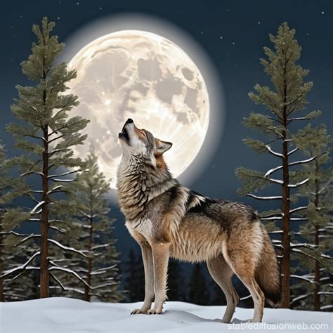 howling at the full moon the wolf s fur is thick and white Prompts ...