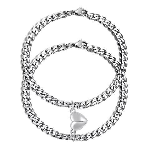 Buy Aarohi Jewells Chain Magnetic Half Heart Bracelet Set Of 2 For ...