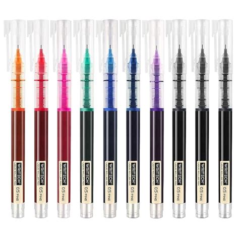 Writech Rolling Ball Pens Quick Dry Ink 0.5 mm Extra Fine Point Pens 10 ...