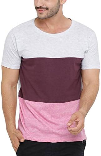 Buy Soul Deep Skin Colour Blocked Grey, Pink and Maroon Tshirt- X Large ...