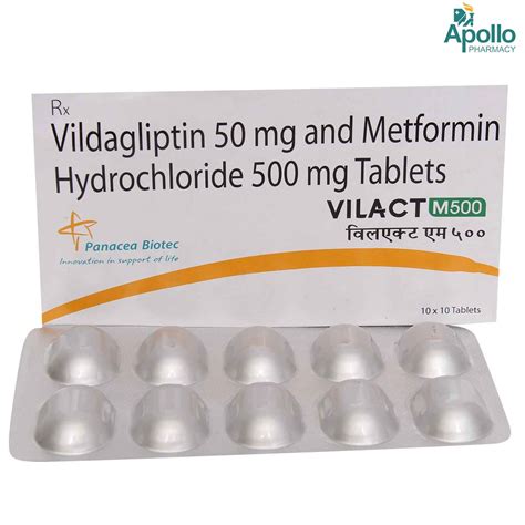 Vilact M 500 Tablet 10's Price, Uses, Side Effects, Composition ...
